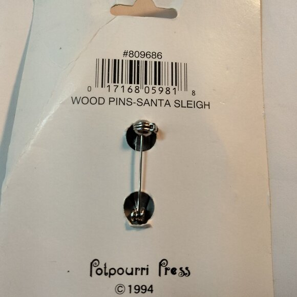 Potpourri Press Wooden Santa Pin Pals Christmas Brooch Vintage 1994 - Picture 5 of 6